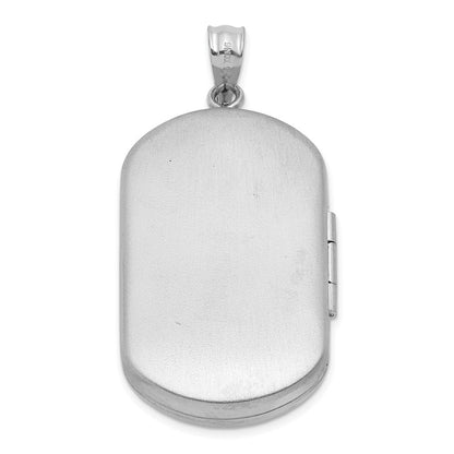 Sterling Silver Rhodium Plated Satin/polished Epoxy Flag 30x19mm Locket