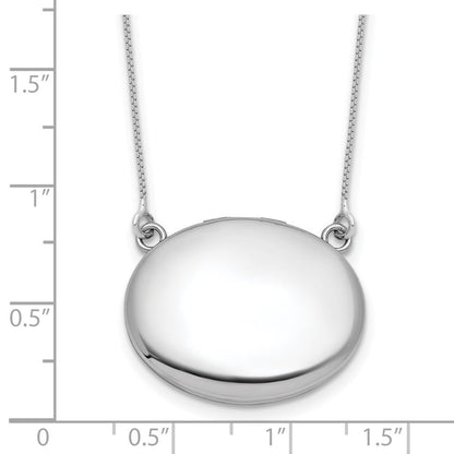 Sterling Silver Rh-Pl Brushed/polished 20mm Oval Locket w/2in Ext. Necklace