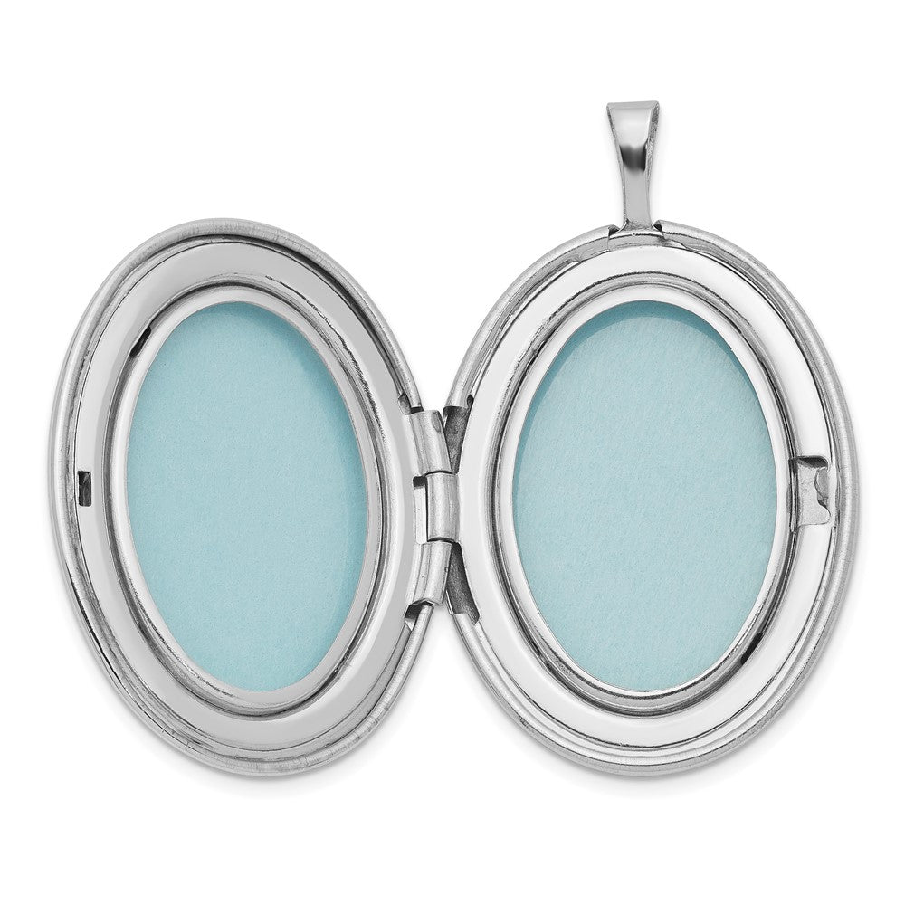 Sterling Silver Rhodium-Plated 26mm Mother And Baby Oval Locket