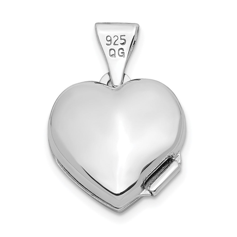 Sterling Silver Rhodium-plated u0026 Diamond 20mm D/C Heart Locket