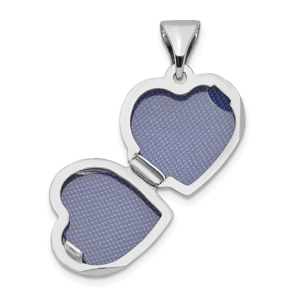 Sterling Silver Rhodium-plated u0026 Diamond 20mm D/C Heart Locket
