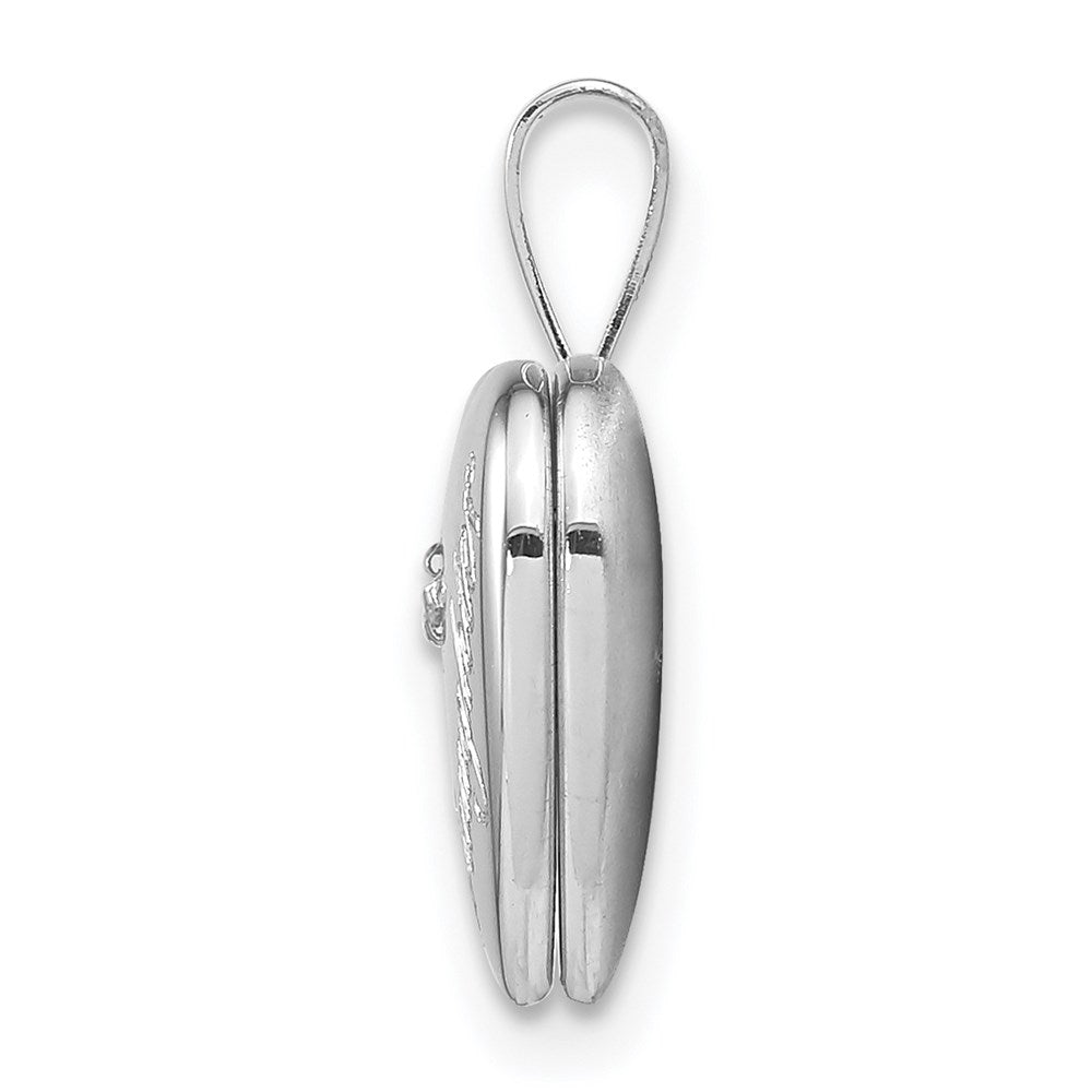Sterling Silver Rhodium-plated u0026 Diamond Daughter 12mm Heart Locket