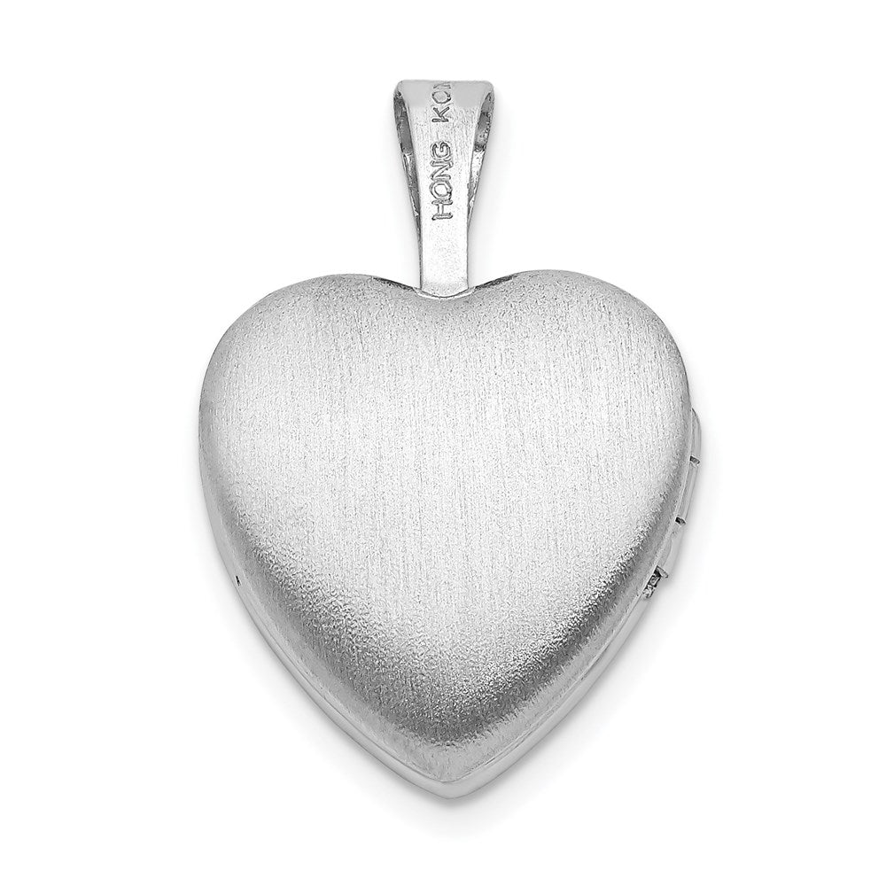 Sterling Silver Rhodium-plated u0026 Diamond Daughter 12mm Heart Locket