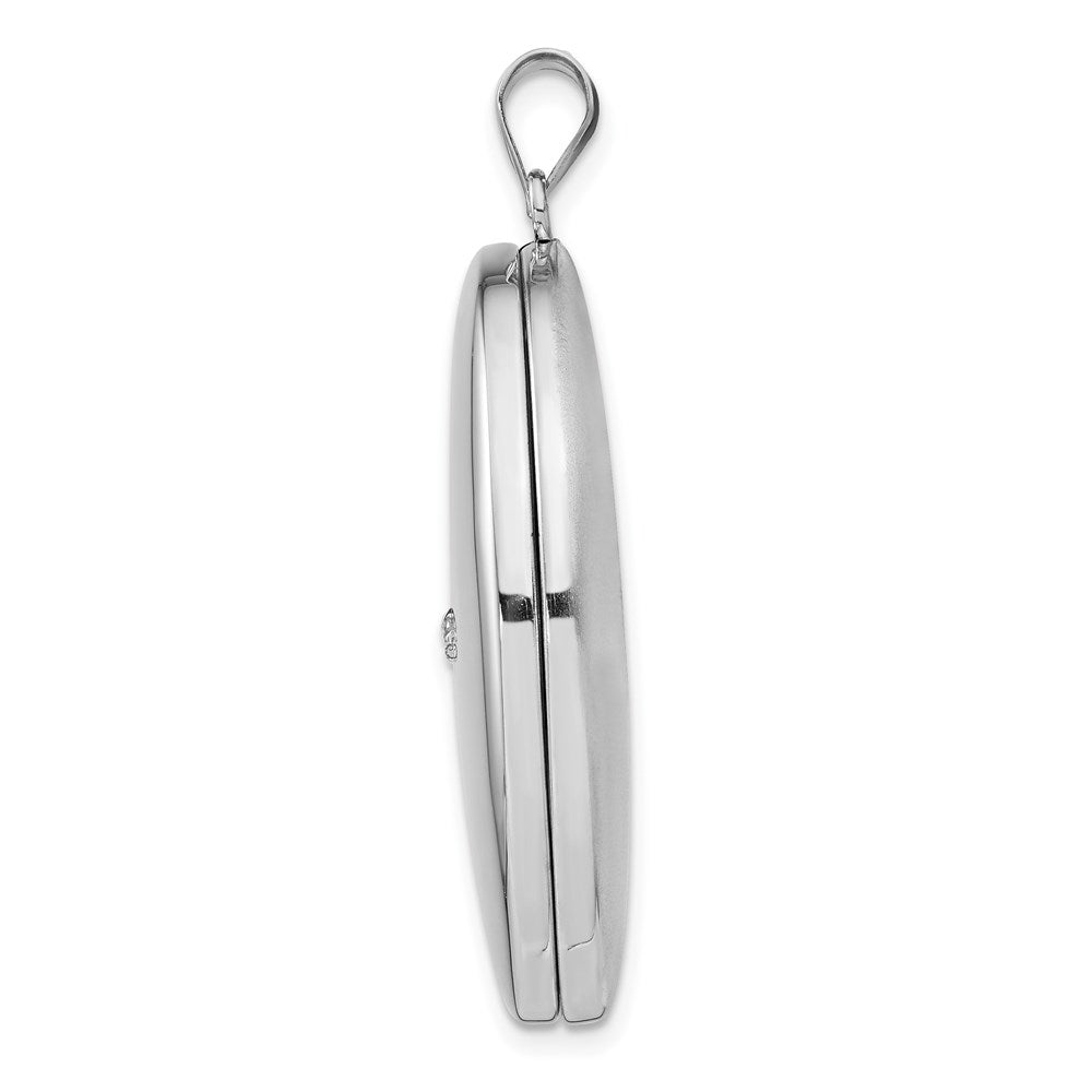 Sterling Silver Rhodium-plated u0026 Diamond Polished 34mm Oval Locket