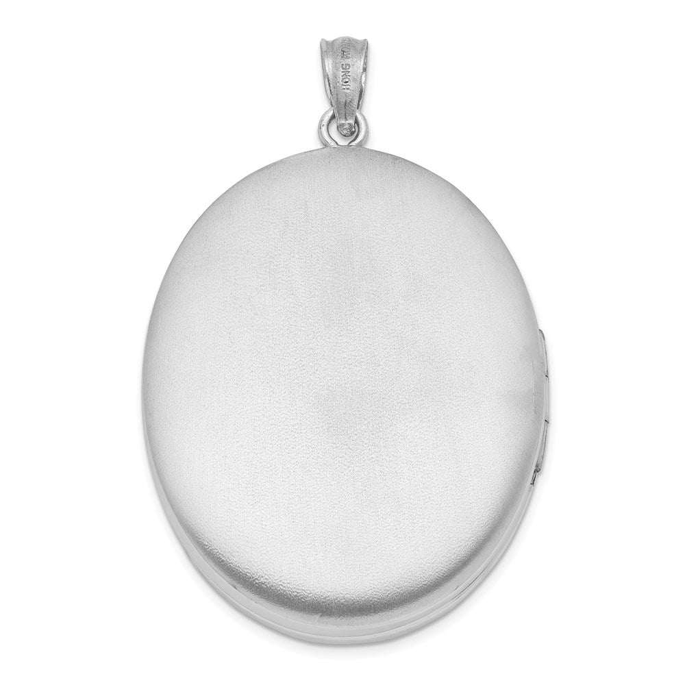 Sterling Silver Rhodium-plated u0026 Diamond Polished 34mm Oval Locket
