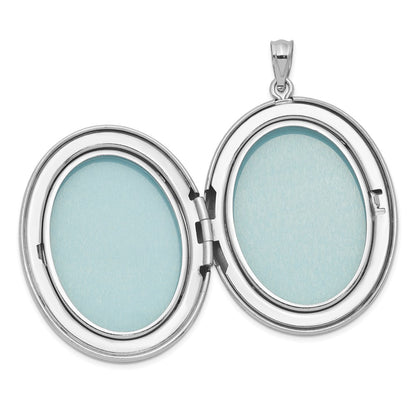 Sterling Silver Rhodium-plated u0026 Diamond Polished 34mm Oval Locket
