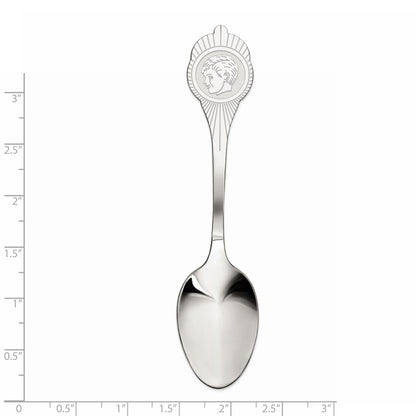 Sterling Silver Rhodium-Plated Boy Polished Front/Satin Back Spoon
