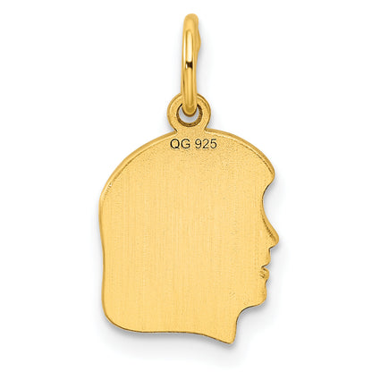 Ss/Gold Plated Sterling Silver Gp Engraveable Girl Polished Disc Charm