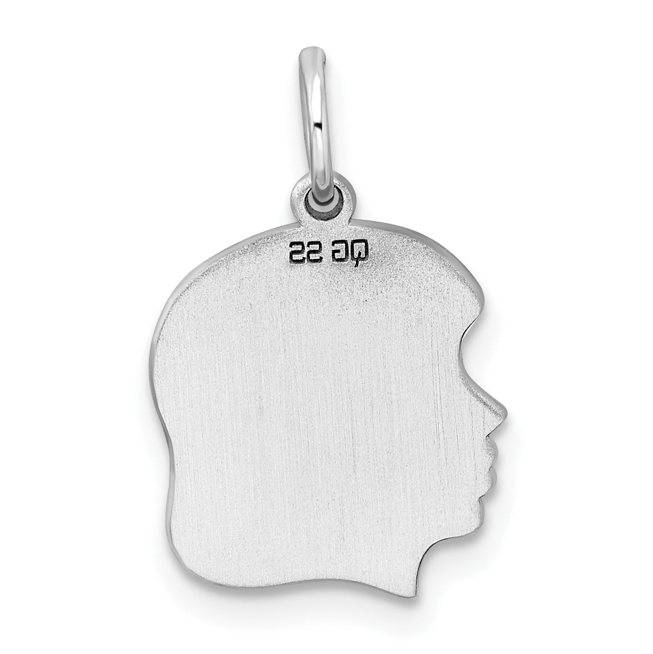 Sterling Silver Sterl Rh-Plt Engraveable Girl Polished Front/Satin Back Disc Charm
