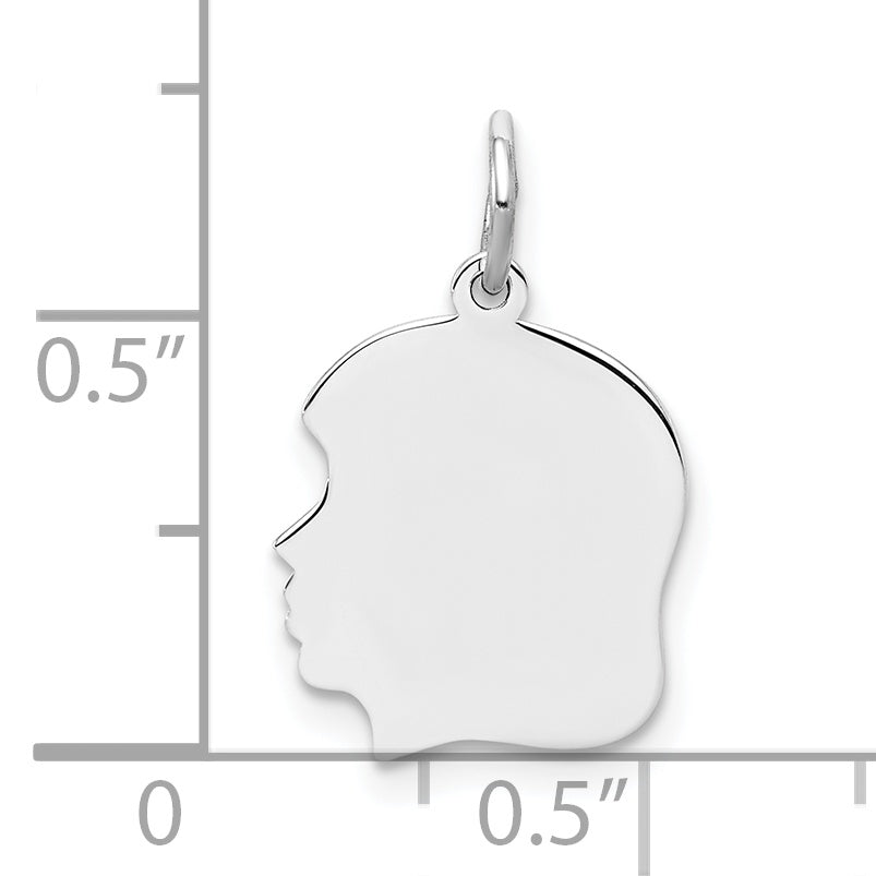 Sterling Silver Sterl Rh-Plt Engraveable Girl Polished Front/Satin Back Disc Charm