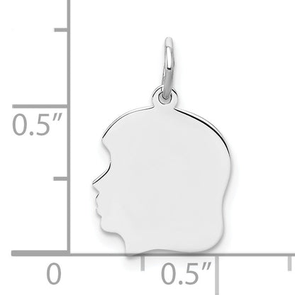 Sterling Silver Sterl Rh-Plt Engraveable Girl Polished Front/Satin Back Disc Charm