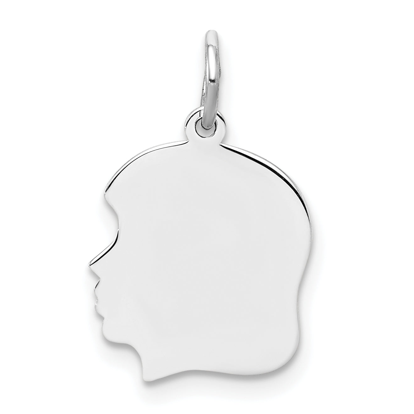 Sterling Silver Sterl Rh-Plt Engraveable Girl Polished Front/Satin Back Disc Charm