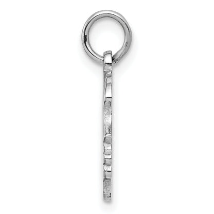 Sterling Silver Sterl Rh-Plt Engraveable Girl Polished Front/Satin Back Disc Charm