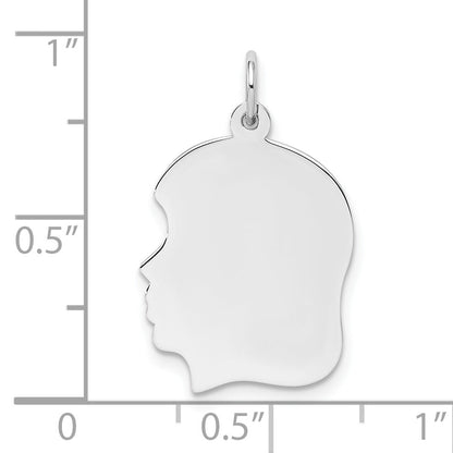Sterling Silver Rhod-Plate Eng. Girl Polished Front/Satin Back Disc Charm