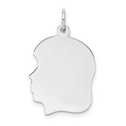 Sterling Silver Rhod-Plate Eng. Girl Polished Front/Satin Back Disc Charm