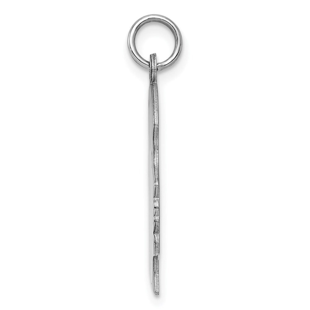 Sterling Silver Rhod-Plated Eng. Girl Polished Front/Satin Back Disc Charm
