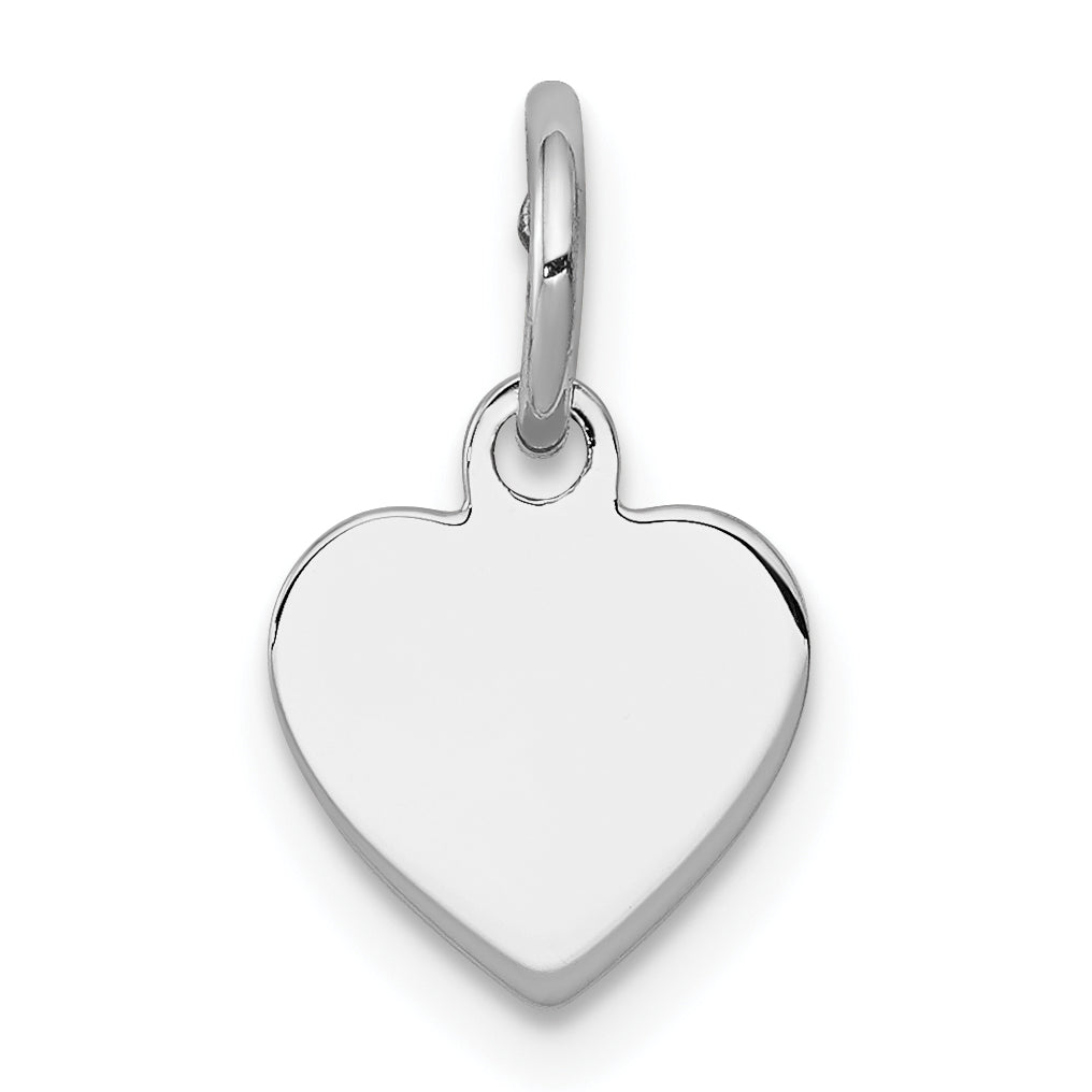 Sterling Silver Rh-Plt Engraveable Heart Polished Front/back Disc Charm