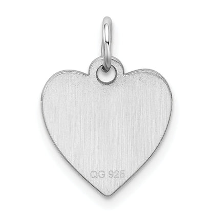 Sterling Silver Rh-Plt Engraveable Heart Polished Front/back Disc Charm