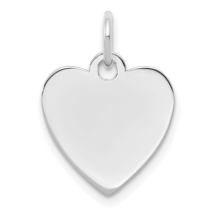 Sterling Silver Rh-Plt Engraveable Heart Polished Front/back Disc Charm