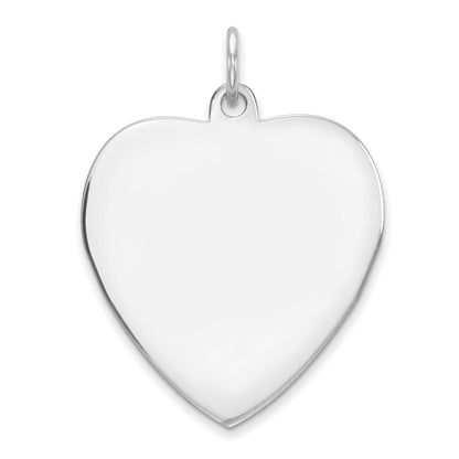 Sterling Silver Rh-Plt Engraveable Heart Polished Front/back Disc Charm