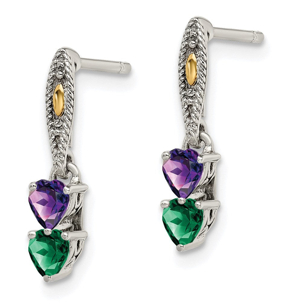 14K/Silver Two-Tone Sterling Silver Antiqued W/14K 2-Stone Mother'S Earring Mounting