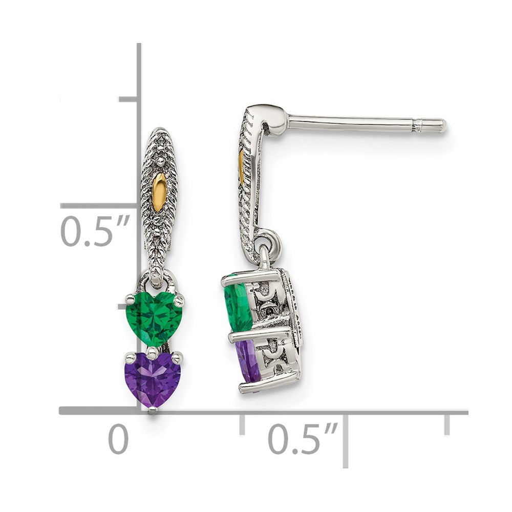 14K/Silver Two-Tone Sterling Silver Antiqued W/14K 2-Stone Mother'S Earring Mounting