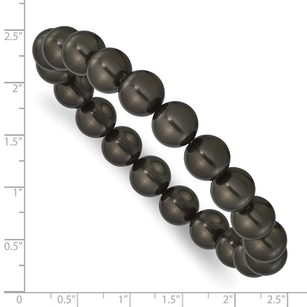 Fashion Majestik 10-11mm Black Imitation Shell Pearl Stretch Bracelet