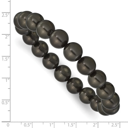 Fashion Majestik 10-11mm Black Imitation Shell Pearl Stretch Bracelet