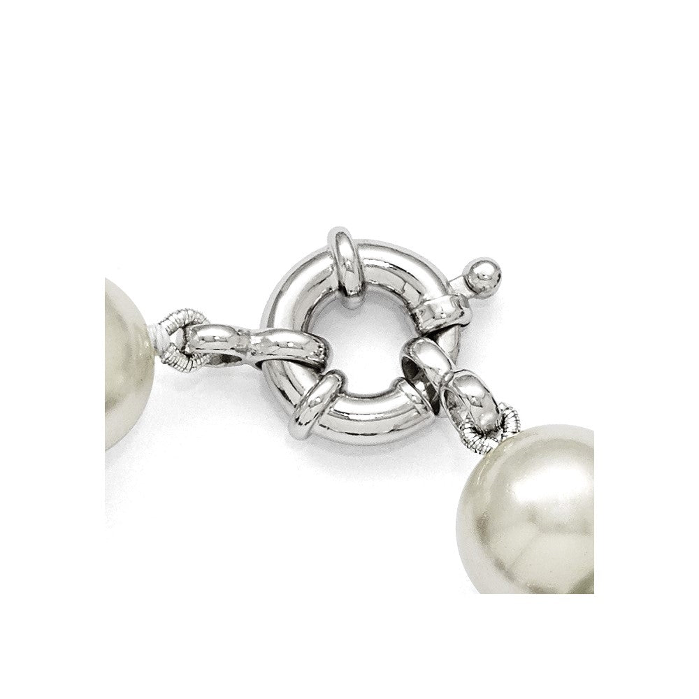 7.5 Inch Majestik Sterling Silver Rhodium-Plated 12-13mm Multi-Color Color Imitation Shell Pearl Hand-Knotted Bracelet