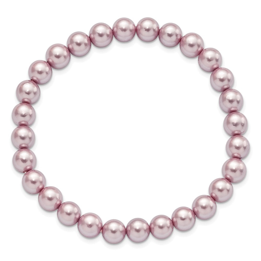 Fashion Majestik 7-8mm Purple Imitation Shell Pearl Stretch Bracelet