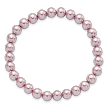 Fashion Majestik 7-8mm Purple Imitation Shell Pearl Stretch Bracelet