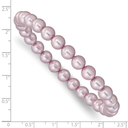 Fashion Majestik 7-8mm Purple Imitation Shell Pearl Stretch Bracelet