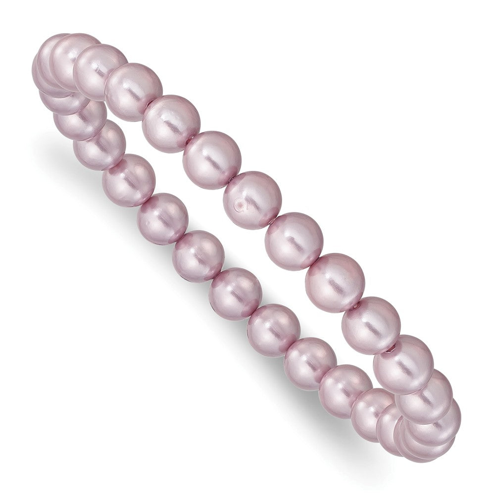 Fashion Majestik 7-8mm Purple Imitation Shell Pearl Stretch Bracelet