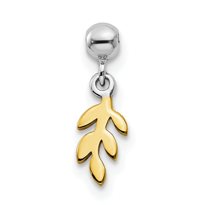 Sterling Silver Mio Memento Rhodium-Plated Gold-Tone Dangle Leave Charm