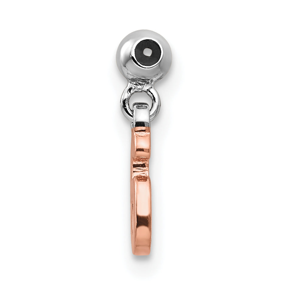 Sterling Silver Mio Memento Rhodium-Plated Rose-Tone Dangle Number 6 Charm