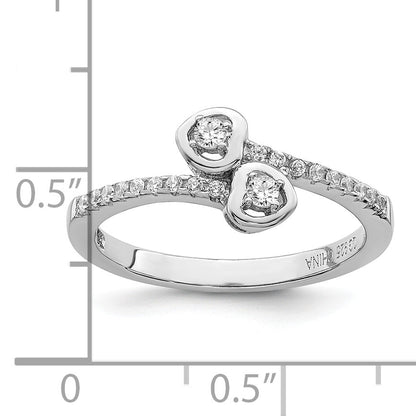 Sterling Silver Brilliant Embers Rhodium-Plated 21 Stone Micro Pav Cz Heart Ring