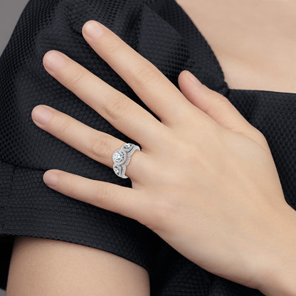 Sterling Silver Brilliant Embers Rhodium-Plated 93 Stone Micro Pav Cz 2-Piece Wedding Set