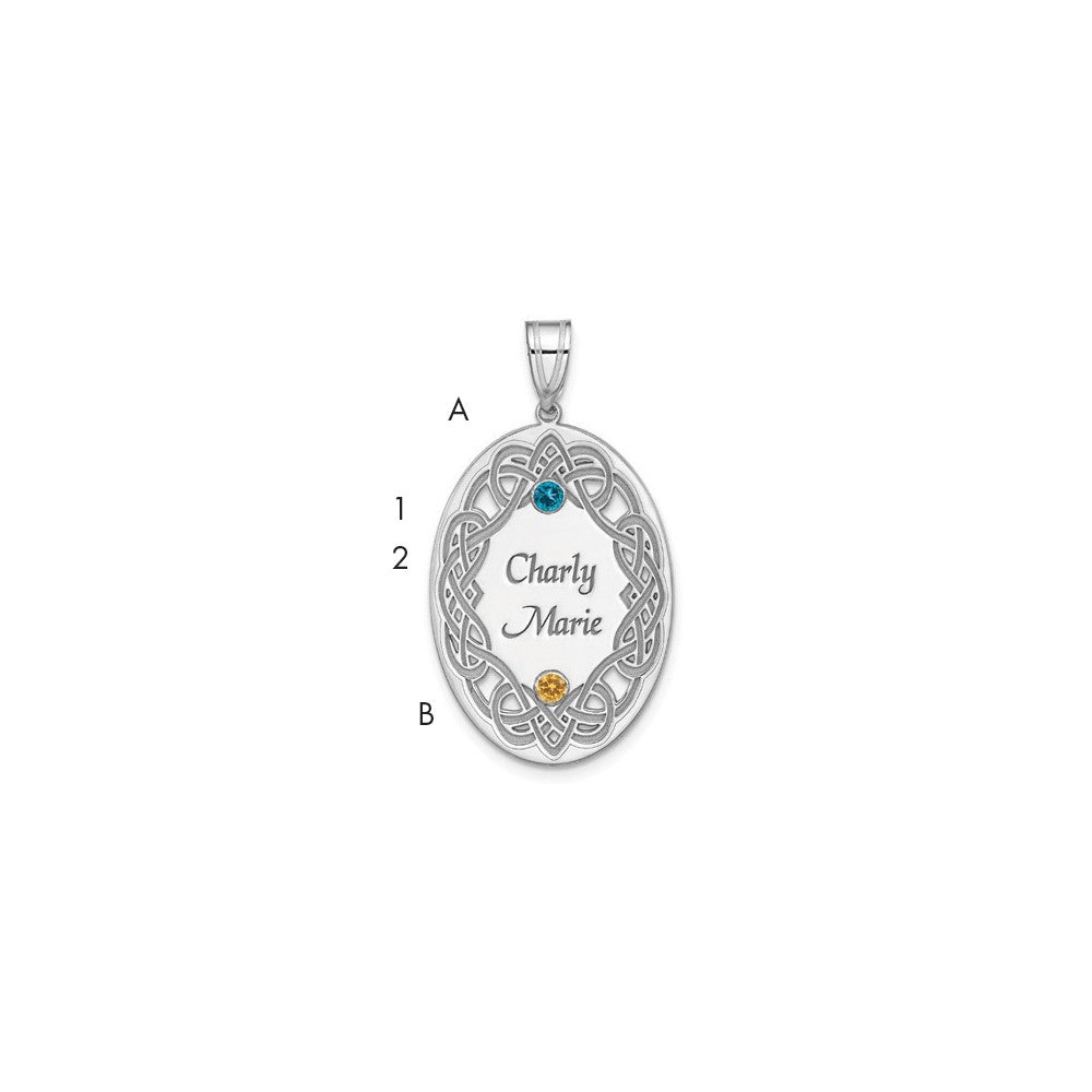 Sterling Silver Rhodium-Plated Crystal Family Pendant