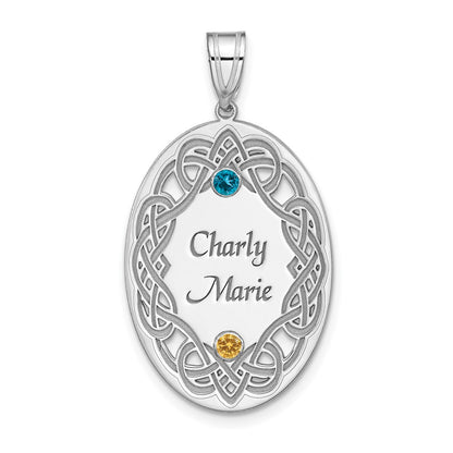 Sterling Silver Rhodium-Plated Crystal Family Pendant