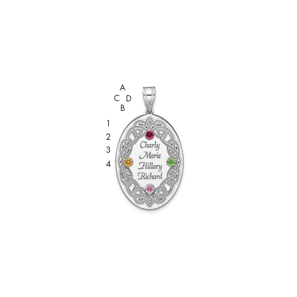 Sterling Silver Rhodium-Plated Crystal Family Pendant