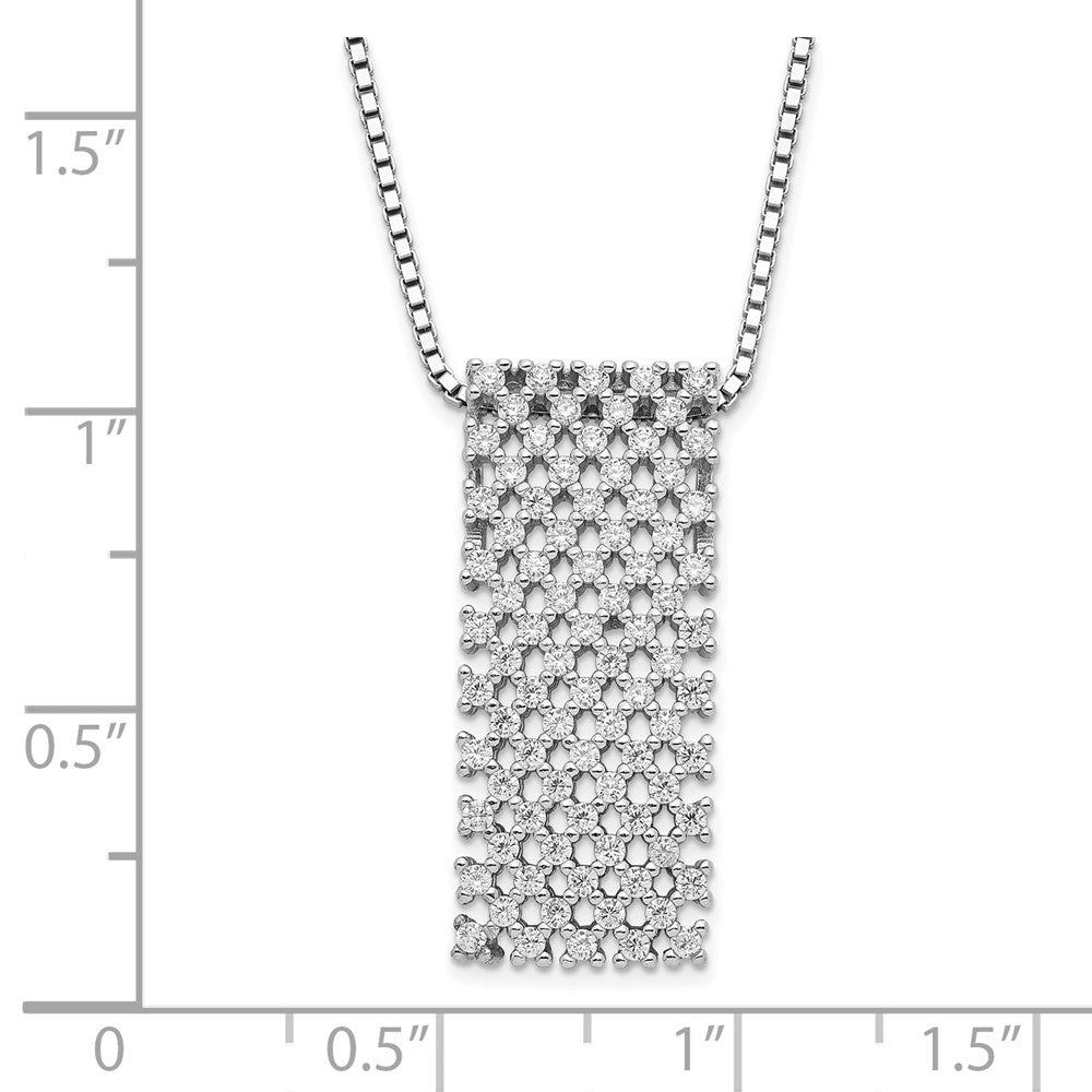 Sterling Silver Brilliant Embers Polished Cz W/ 2In Ext Necklace