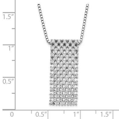 Sterling Silver Brilliant Embers Polished Cz W/ 2In Ext Necklace