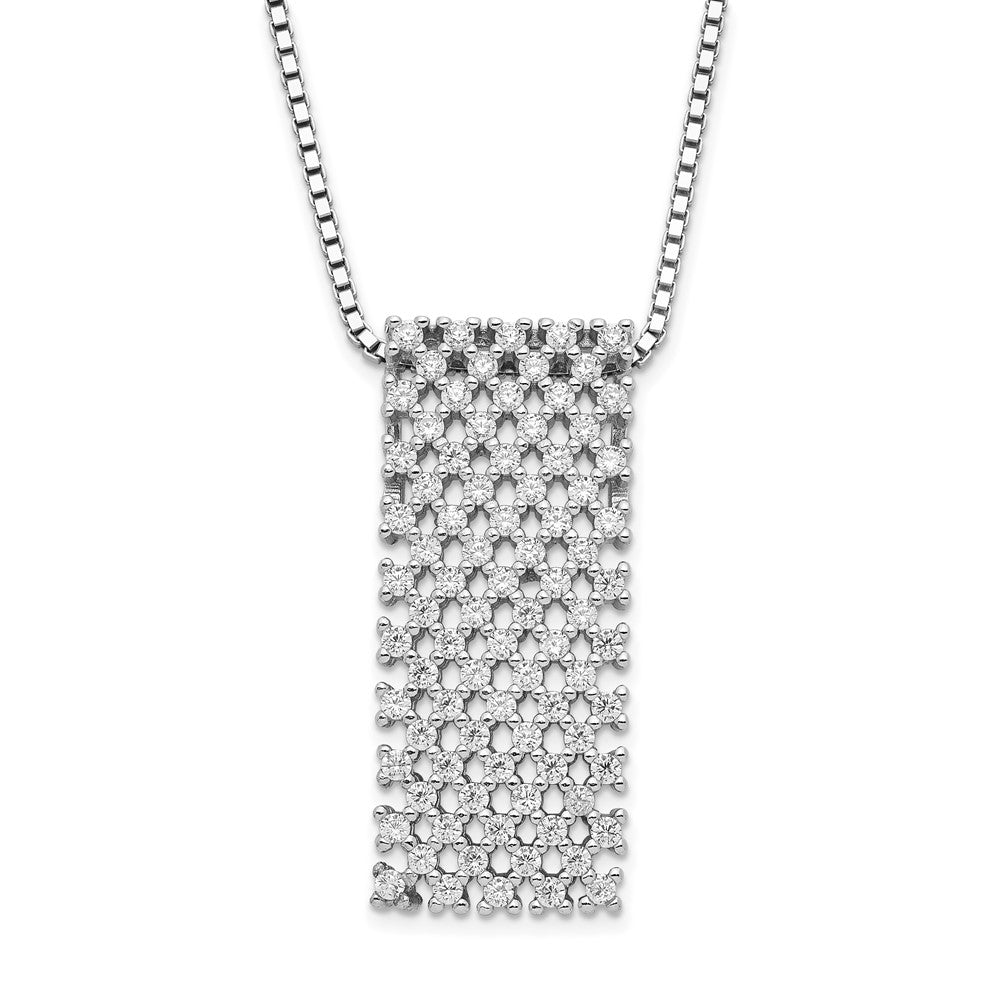 Sterling Silver Brilliant Embers Polished Cz W/ 2In Ext Necklace