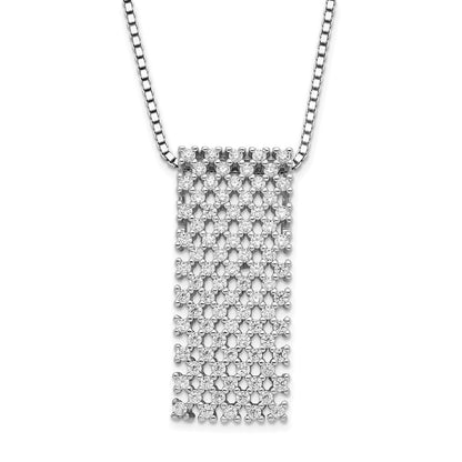 Sterling Silver Brilliant Embers Polished Cz W/ 2In Ext Necklace