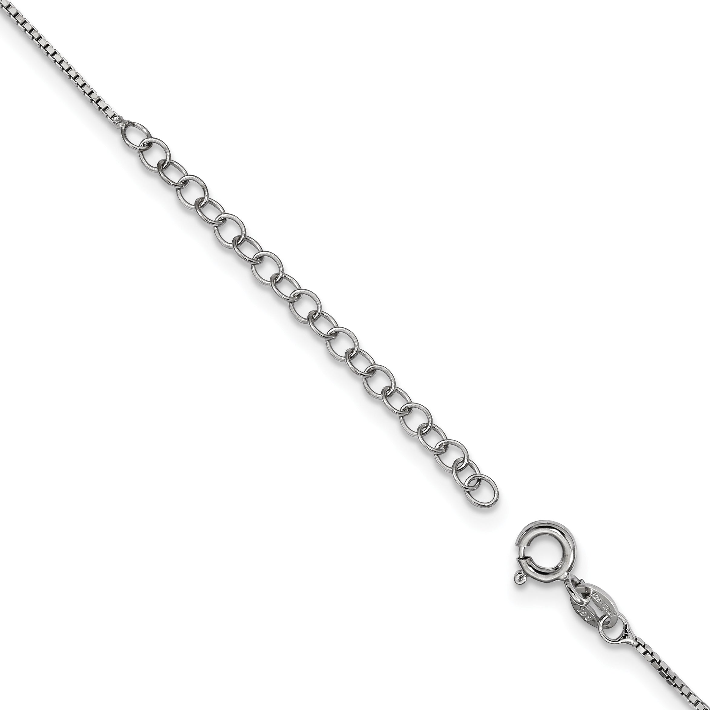 Sterling Silver Rhod-Plated Purple & Clear Cz Teardrop Necklace