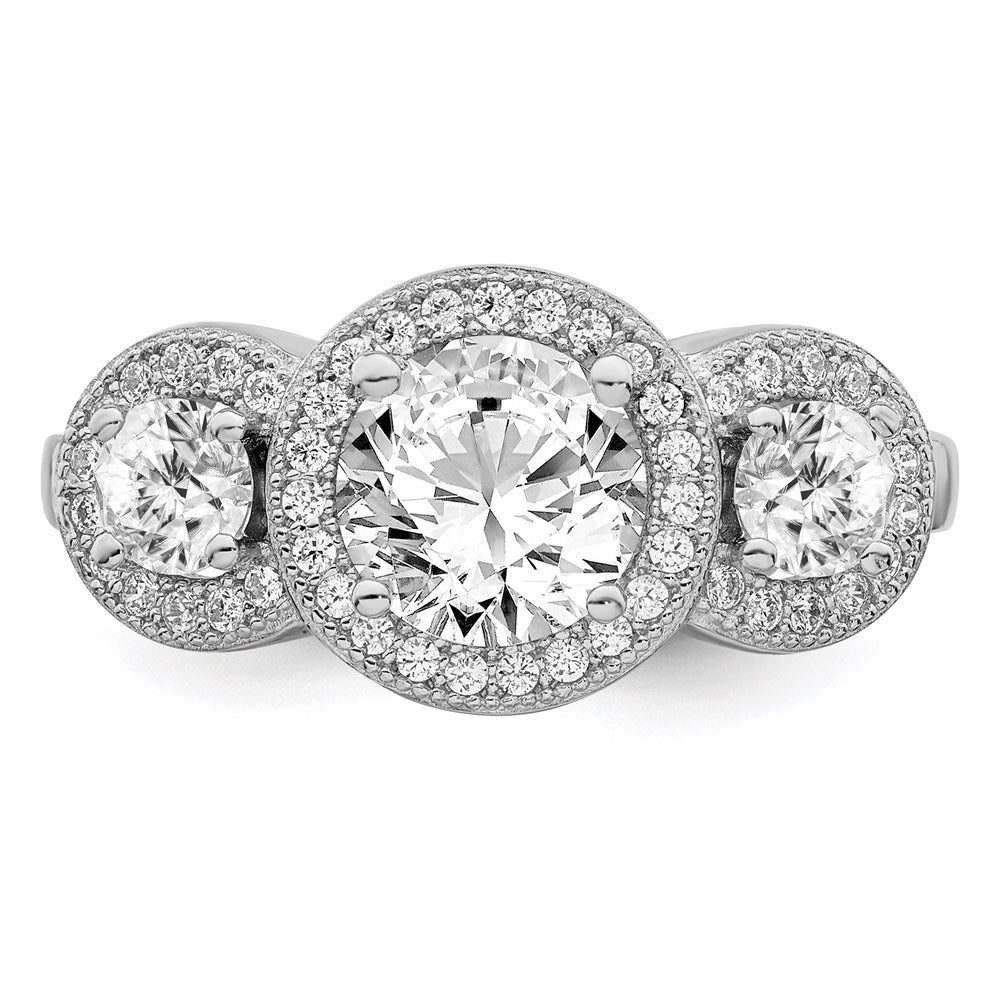 Sterling Silver Brilliant Embers Rhodium-Plated 50 Stone Micro Pav Cz Ring