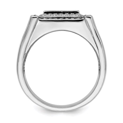 Sterling Silver Brilliant Embers Rhodium-Plated 109 Stone Micro Pav Cz Men'S Ring