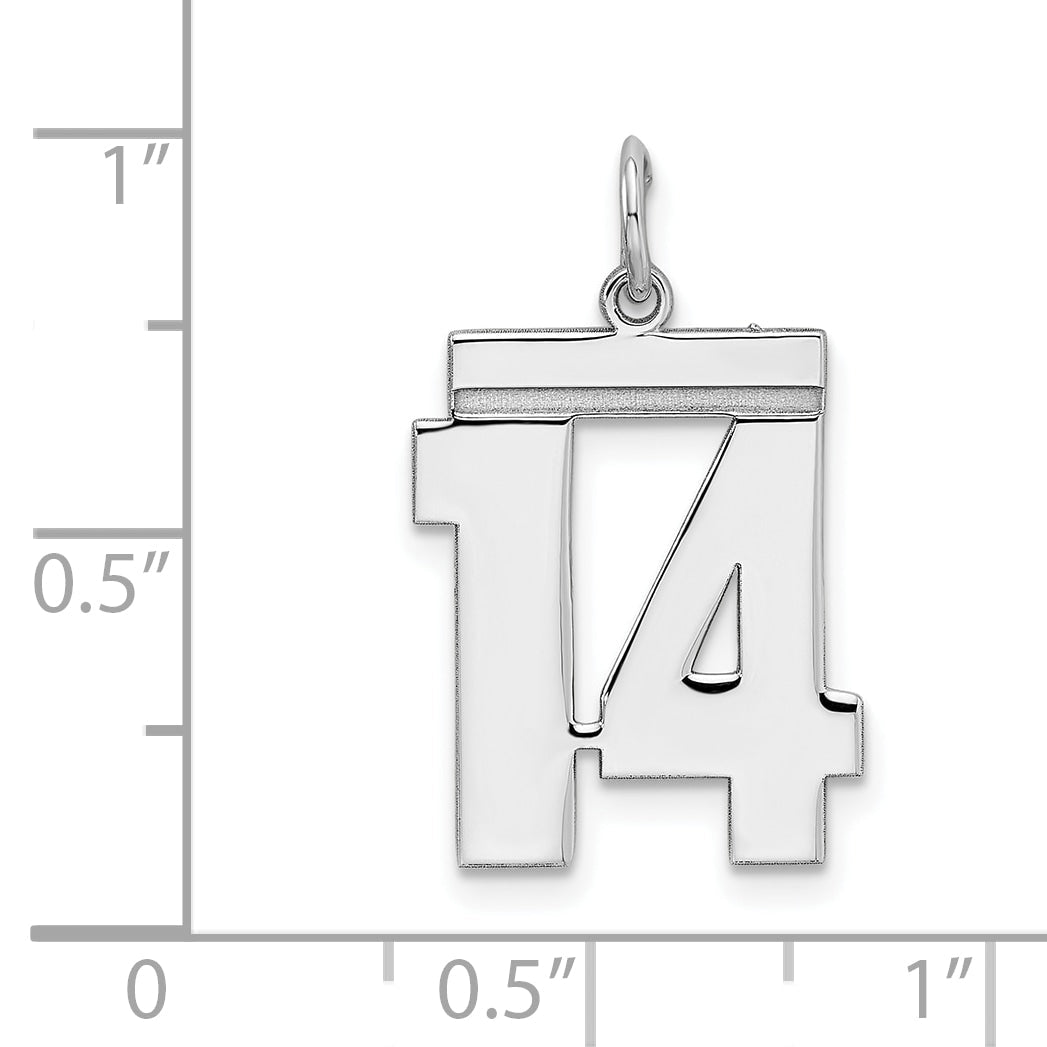 Sterling Silver Sterling/Silver Rhodium-Plated Polished Number 14 Charm