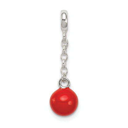 Sterling Silver Red Enameled Bead 1/2In Dangle Enhancer