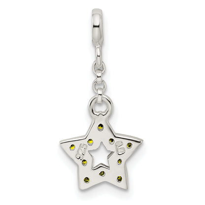 Sterling Silver Green Cz Star 1/2In Dangle Enhancer